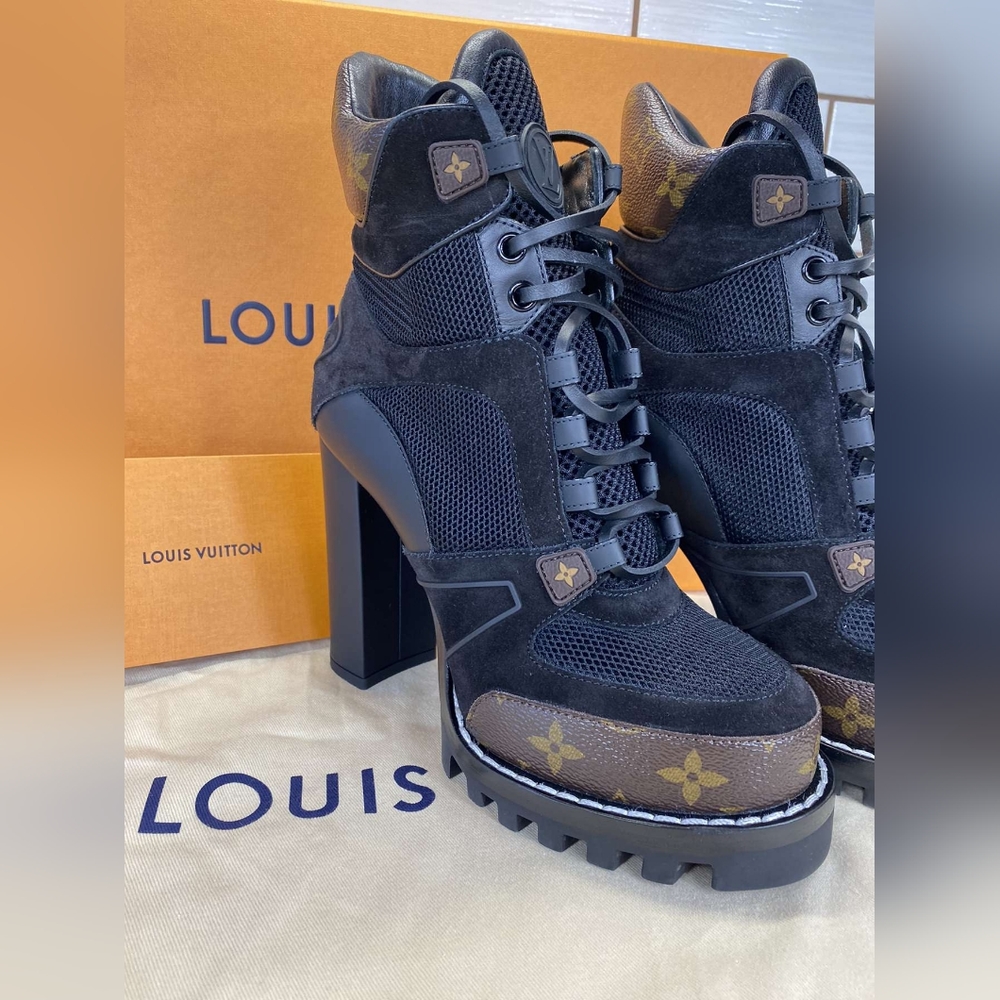 LV 37.5 Star Trail Suede Calf Leather Ankle Boot